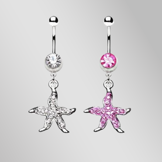 316L Surgical Steel Navel Ring with Starfish Dangle