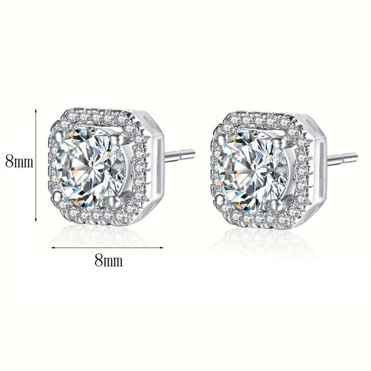 White Gold Crystal Stud Earrings for Women