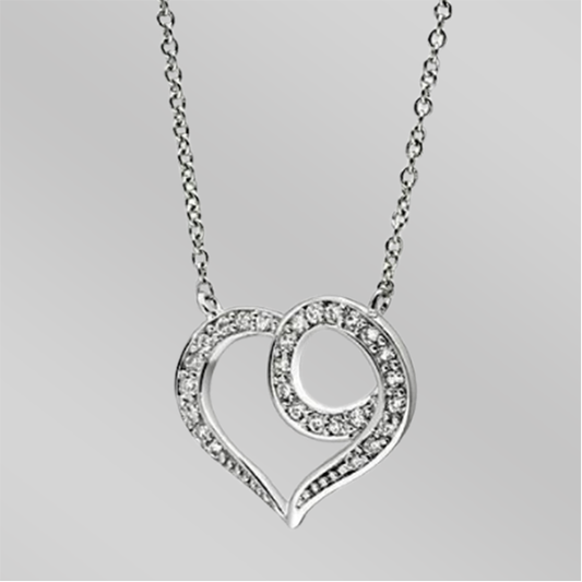 3W075 - Rhodium Brass Necklace with AAA Grade CZ  in Clear