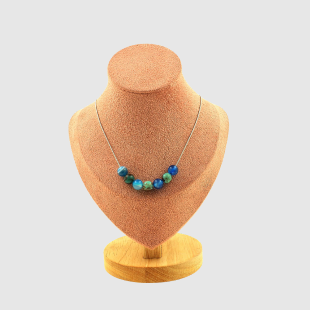 Chrysocolla Blue banded beads Necklace