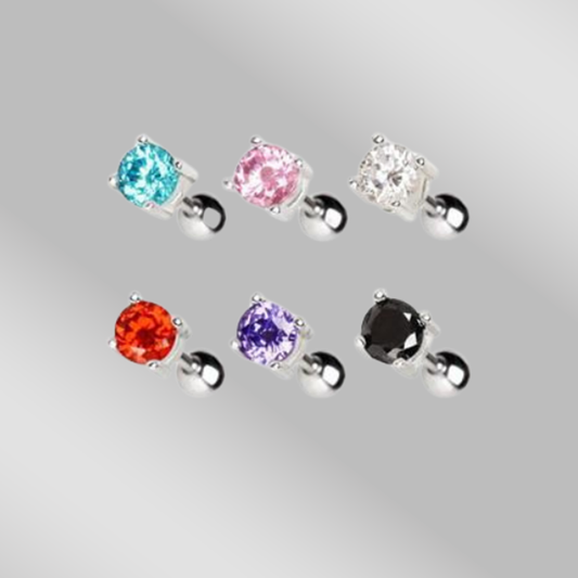 316L Surgical Steel Prong Set Round CZ Cartilage Earrings