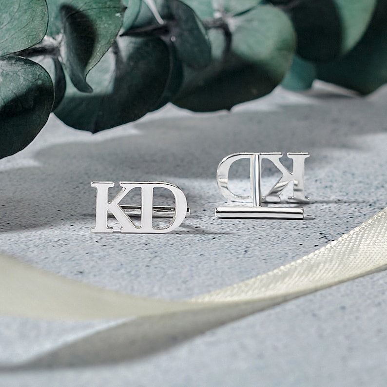 Wedding Cufflinks, Groom Cufflinks, Initials Cufflinks