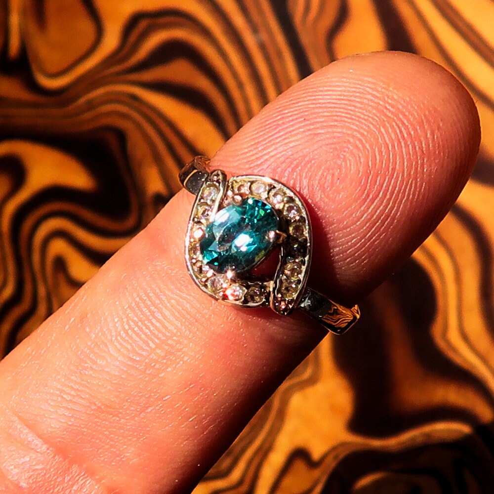 Natural Blue Zircon Ring