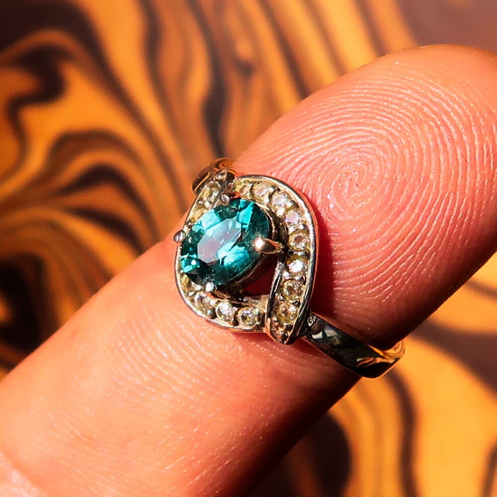 Natural Blue Zircon Ring