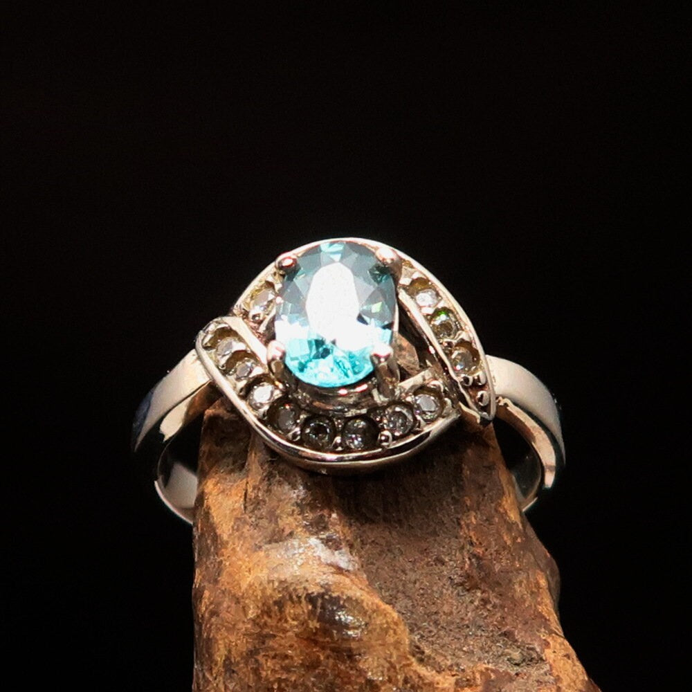 Natural Blue Zircon Ring