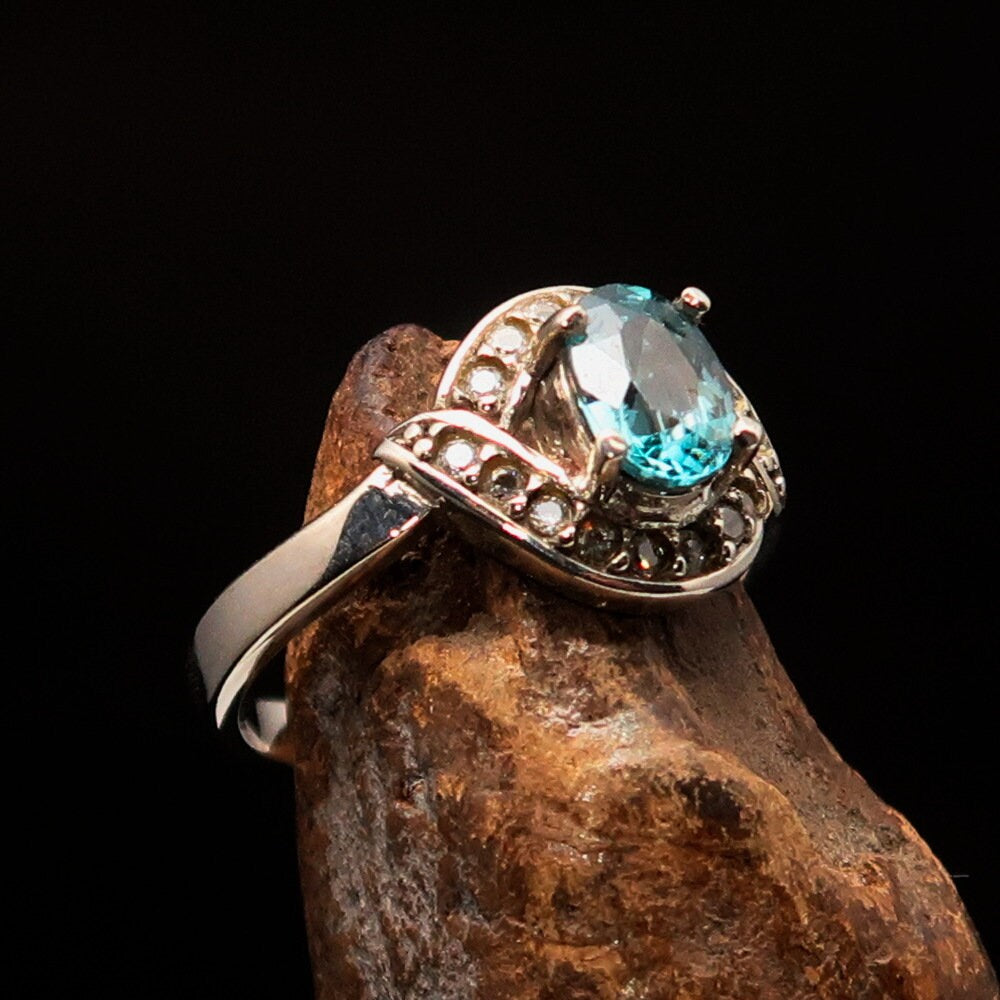 Natural Blue Zircon Ring