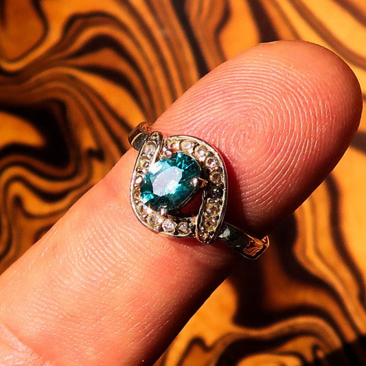 Natural Blue Zircon Ring