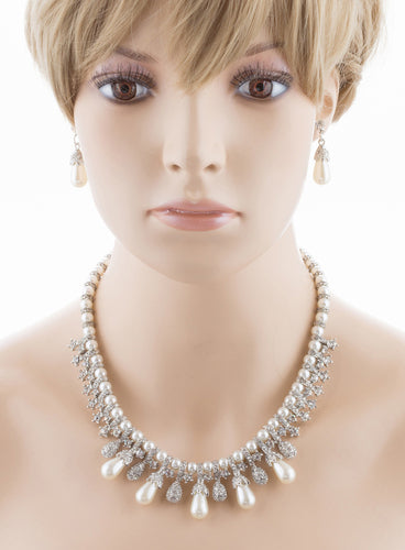 TD Pearl Bib Choker Design Jewelry Set