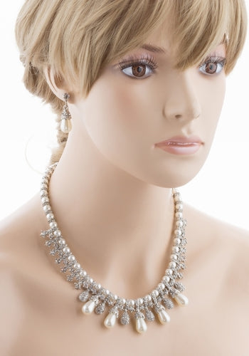 TD Pearl Bib Choker Design Jewelry Set