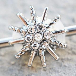 316L Stainless Steel Jeweled Sparkling Star Industrial Barbell