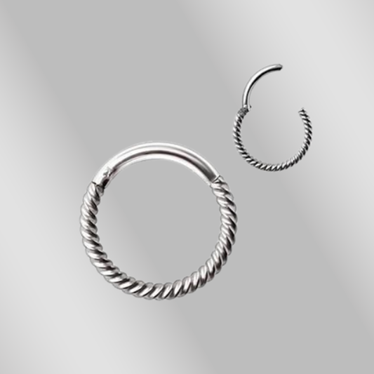 316L Stainless Steel Rope Design Seamless Clicker Ring / Septum