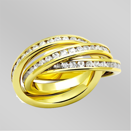 3W1330 - Gold Brass Ring with AAA Grade CZ  in Clear