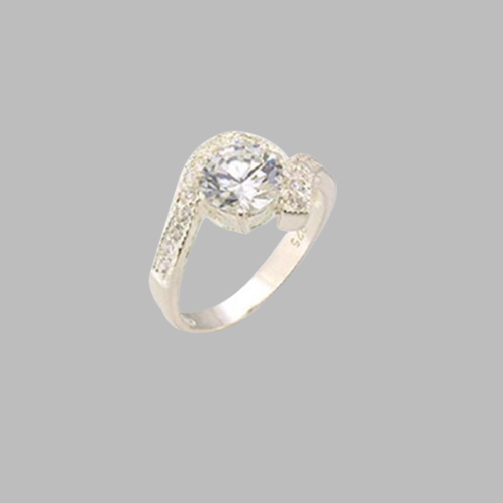 High-Polished 925 Sterling Silver Ring with AAA Grade CZ  in