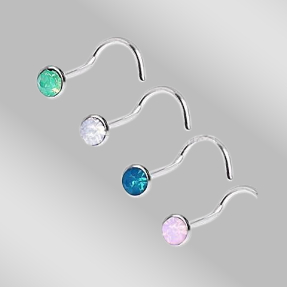 316L Surgical Steel Opalite Screw Nose Ring