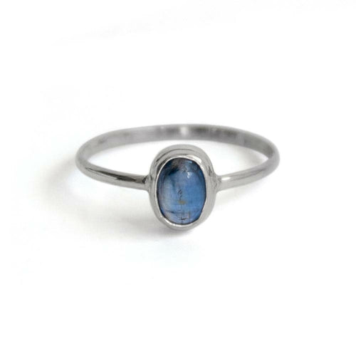 Kyanite Dainty Bezel Sterling Silver Ring