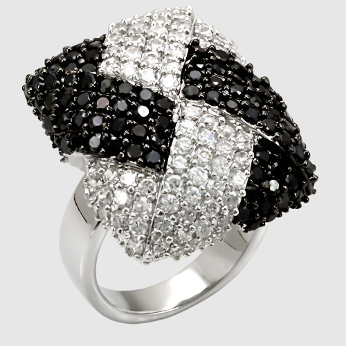 LO1587 - Rhodium + Ruthenium Brass Ring in Black