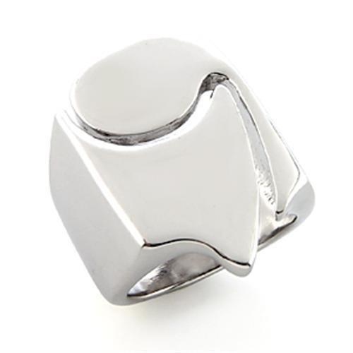 LO192 - Rhodium White Metal Ring with No Stone