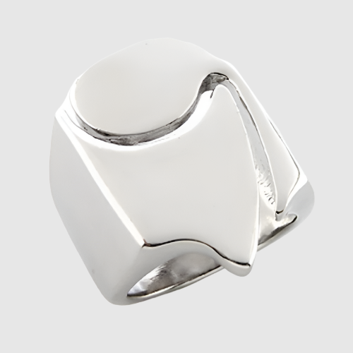 LO192 - Rhodium White Metal Ring with No Stone