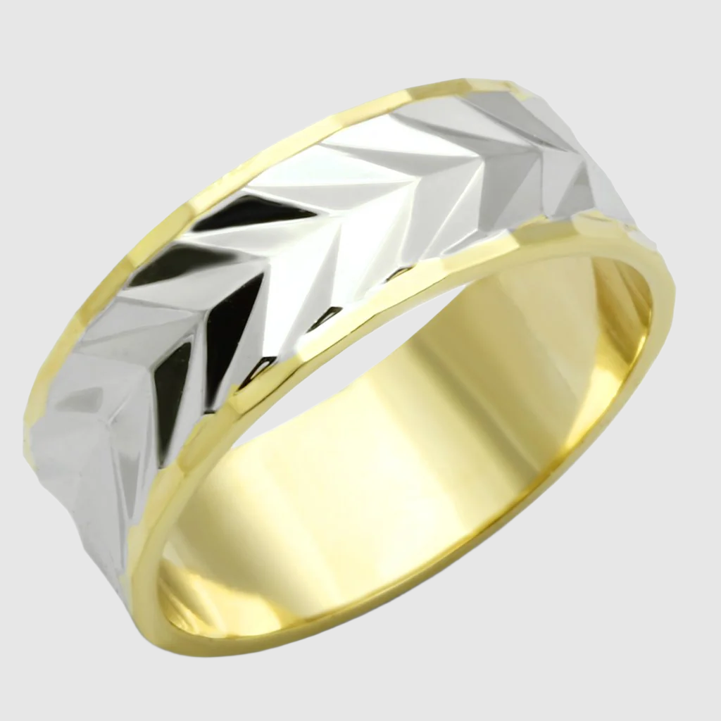 Gold+Rhodium Brass Ring with No Stone