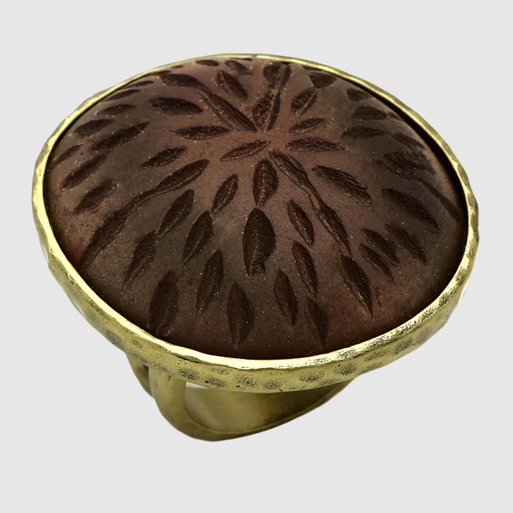 LO3602 - Antique Copper Stone Brass Ring