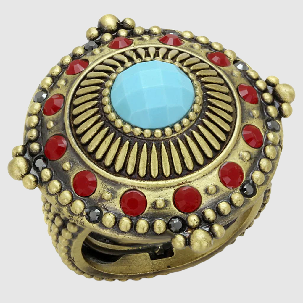 LO3890 - Antique Copper Turquoise Brass Ring