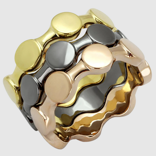 LO3926 - Tricolor Brass Ring with No Stone