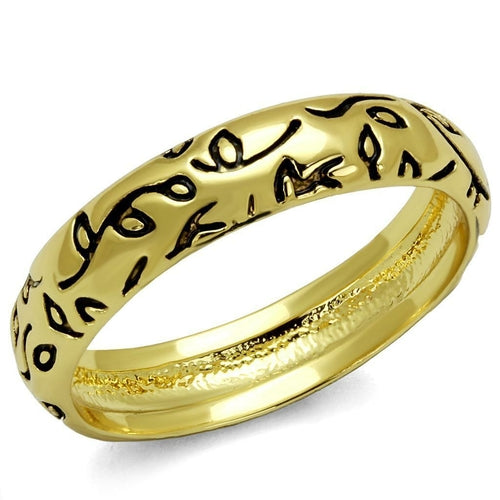 LO4106 - Gold Brass Ring with Epoxy in Jet