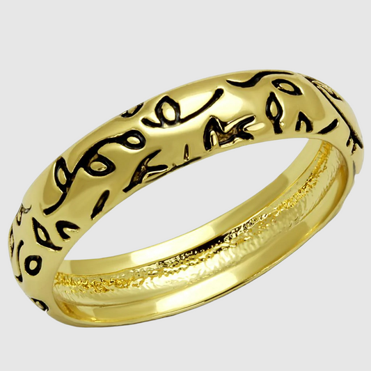 LO4106 - Gold Brass Ring with Epoxy in Jet