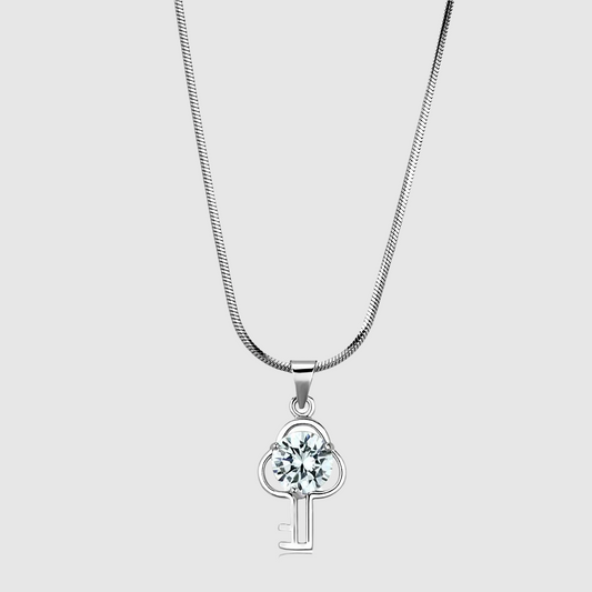 LO4161 - Rhodium Brass Chain Pendant with AAA Grade CZ  in Clear