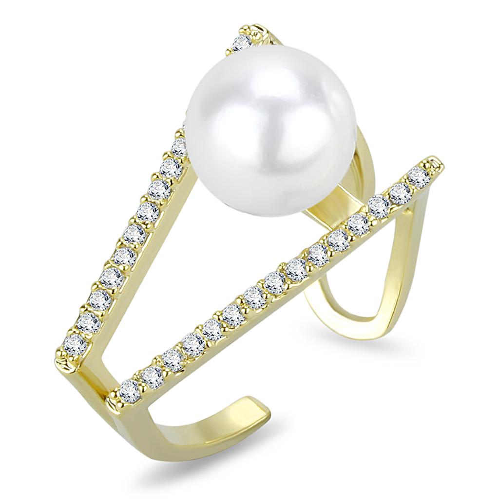 LO4246 - Flash Gold Brass Pearl Ring