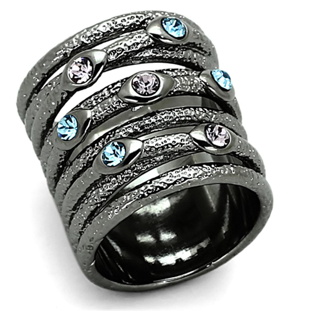 LOA883 - Ruthenium Brass Ring with Top Grade Crystal