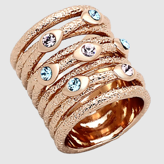 LOA909 - Rose Gold Brass Ring with Top Grade Crystal