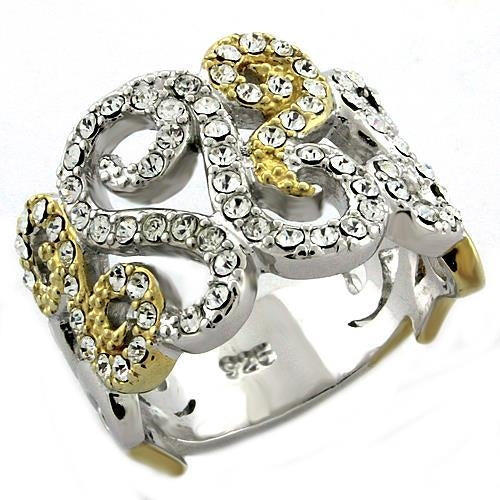 LOAS1019 - Gold+Rhodium Top Grade Silver Ring