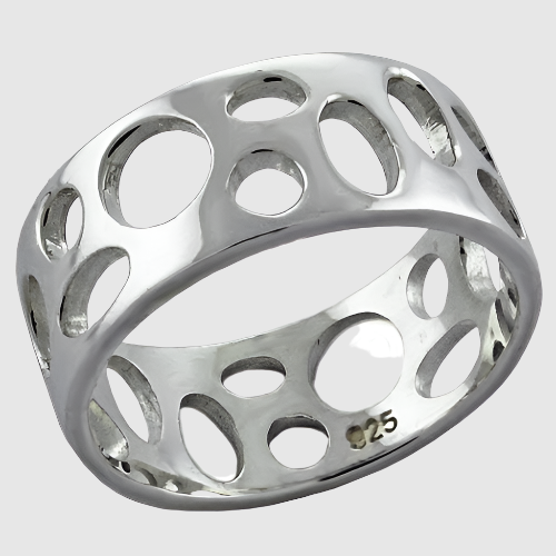 LOAS1026 - High-Polished 925 Sterling Silver Ring with No Stone