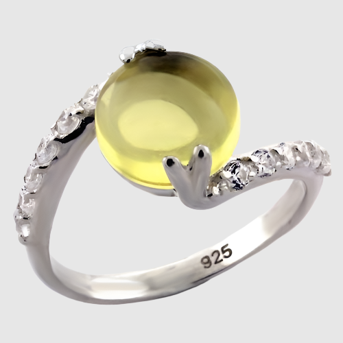 LOAS1123 - High-Polished Ring with Synthetic Cat