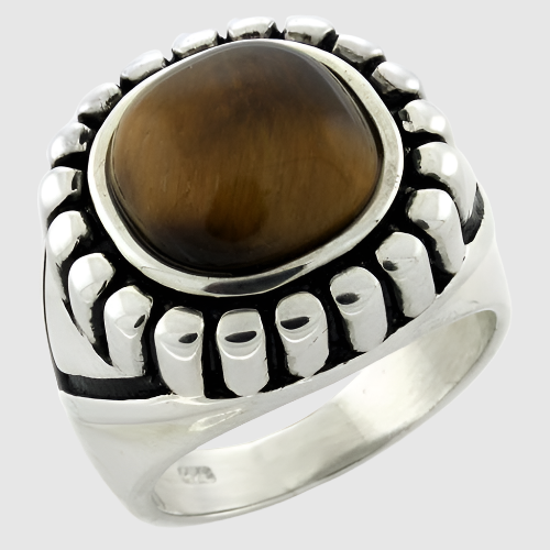 LOAS1155 - High-Polished Synthetic Tiger Ring