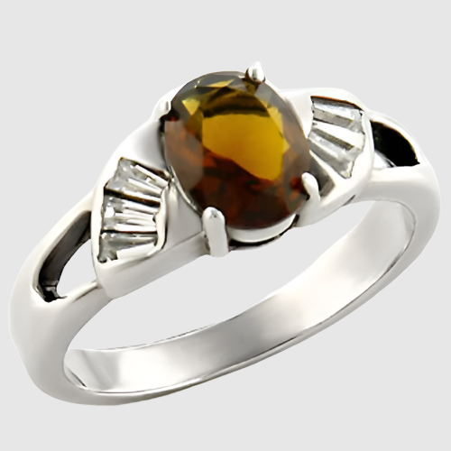 LOAS827 - High-Polished Semi-Precious Silver Ring