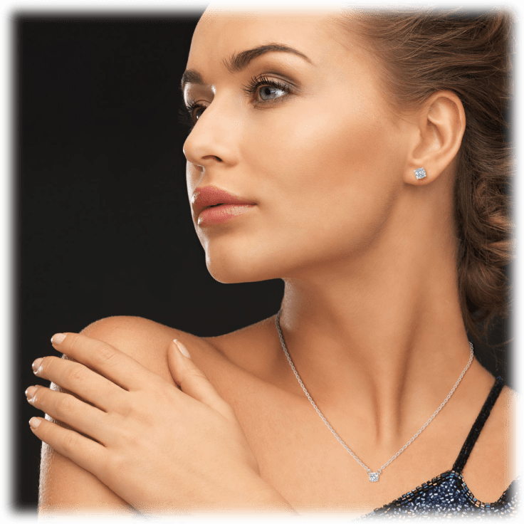 White Gold Cubic Zirconia Necklace and Earring Set for Women