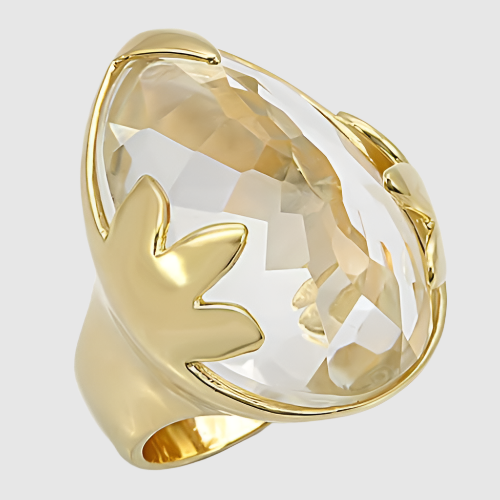 LOS206 - Gold Genuine Stone in Clear Ring