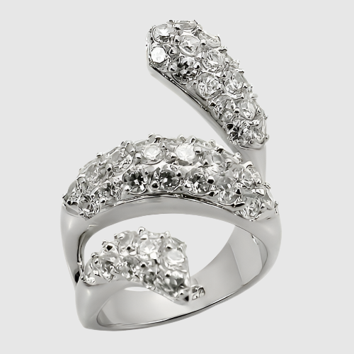 LOS219 - Rhodium 925 Sterling Silver Ring with AAA Grade CZ