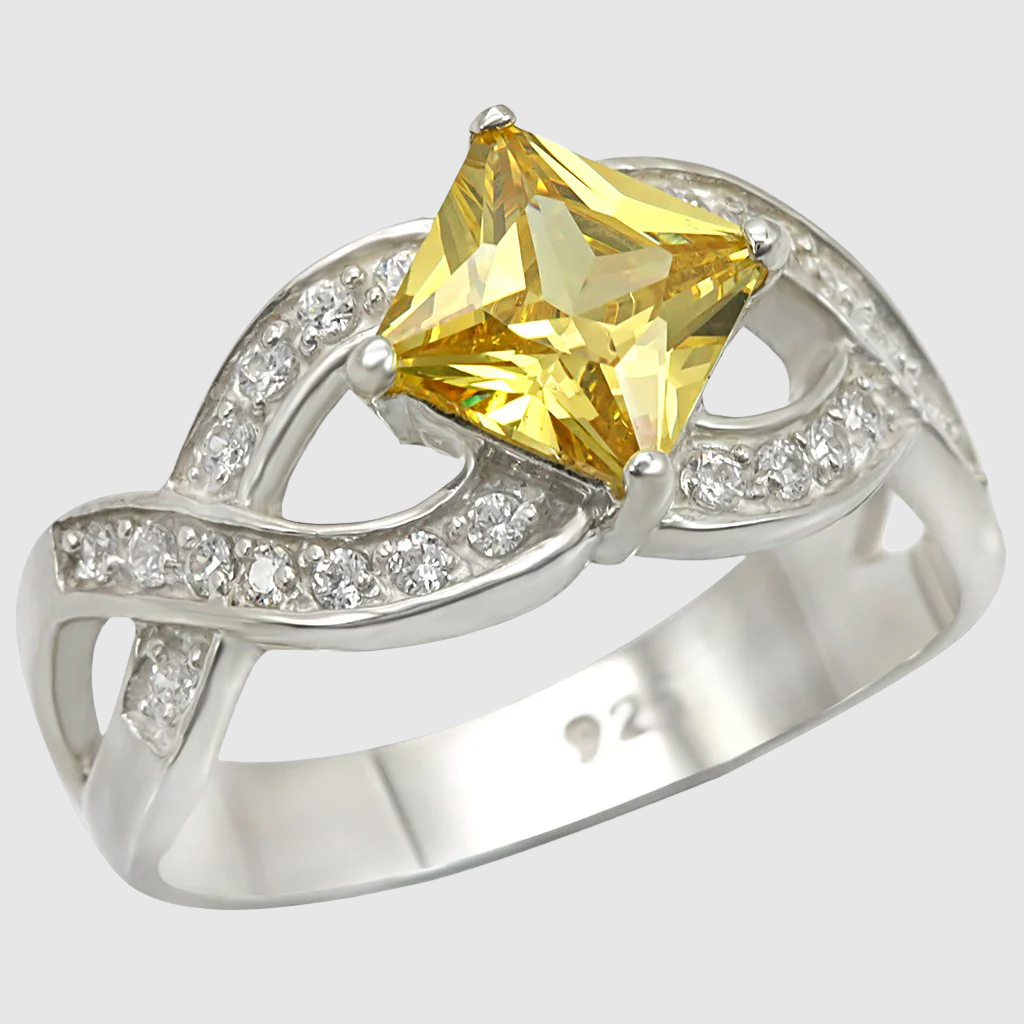 LOS475 - CZ in Topaz Sterling Silver Ring