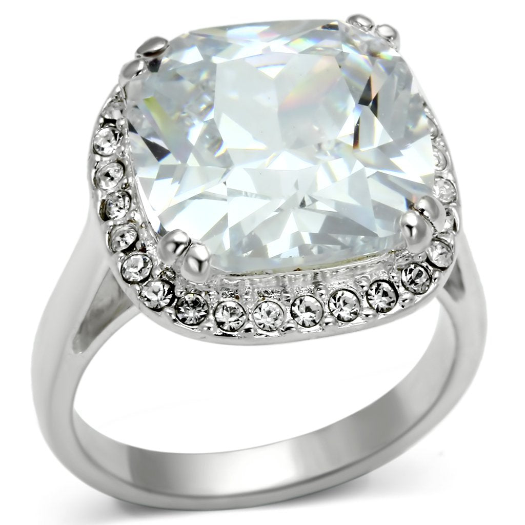 LOS561 - Silver 925 Sterling Silver Ring with AAA Grade CZ in Clear