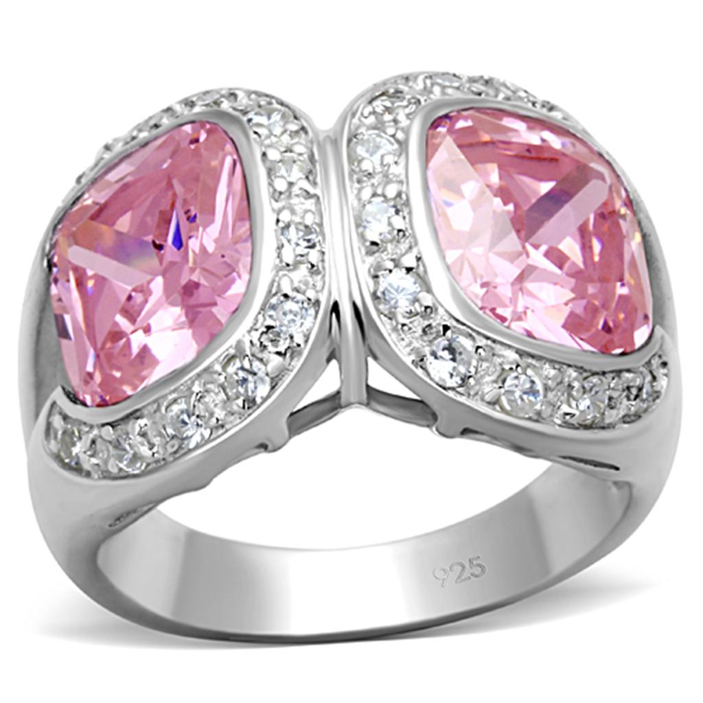 LOS697 - Grade CZ in Rose Silver Ring