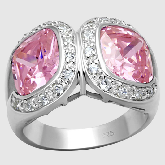 LOS697 - Grade CZ in Rose Silver Ring