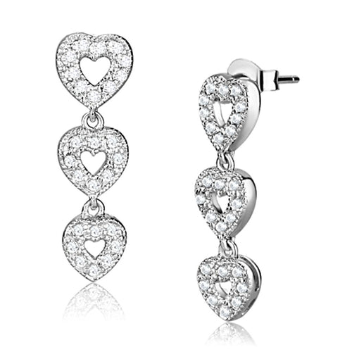 Silver Earrings with AAA Grade CZ LOS722 - Rhodium 925 Sterling