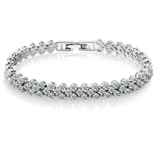 White Gold and Cubic Zirconia Tennis Bracelet for Women