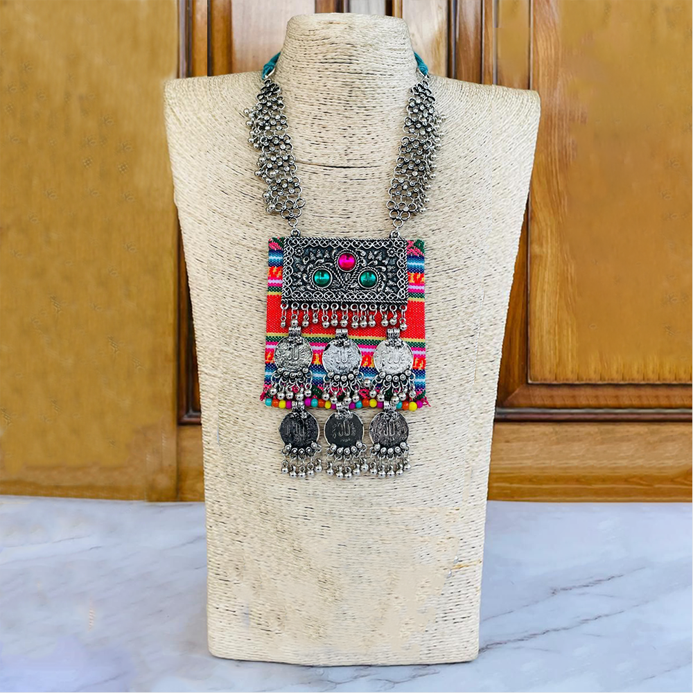 Women Square Stone-Studded Long Necklace