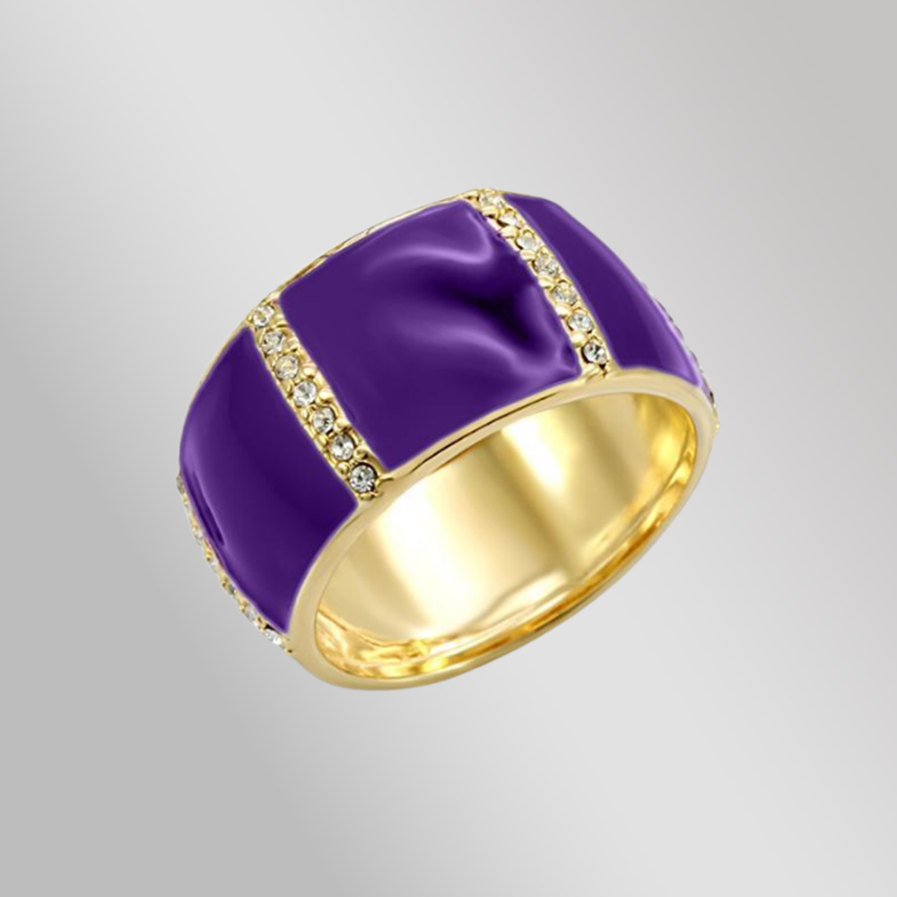 Royal crystal Gold Brass Ring with Top Grade Crystal