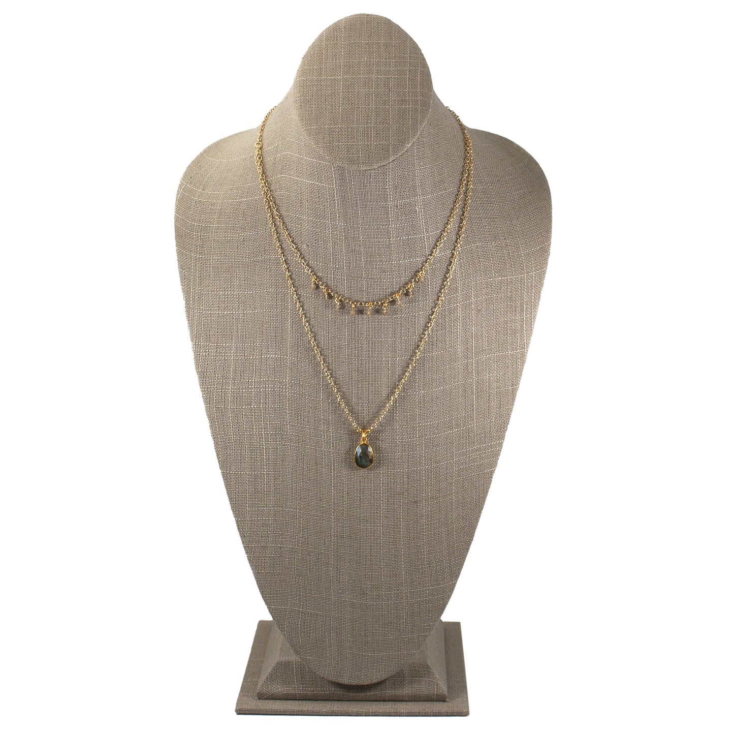 Labradorite Layered Pendant and Beads Necklace