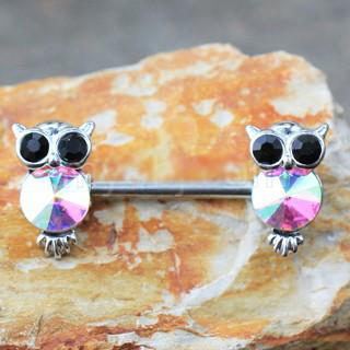 316L Stainless Steel Aurora Owl Nipple Bar